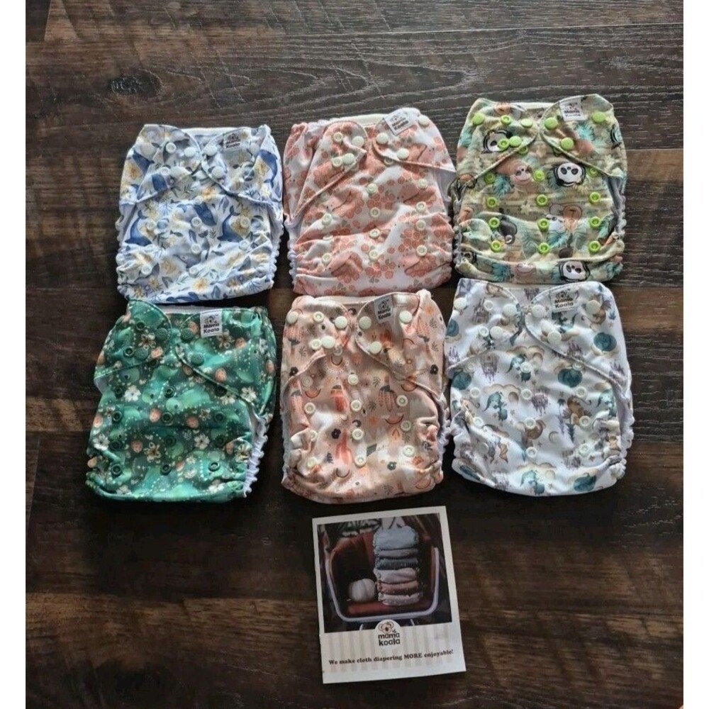 Mama Koala Animal Legends Pocket Snap Reusable Diapers  OS 6  Pack Brand New